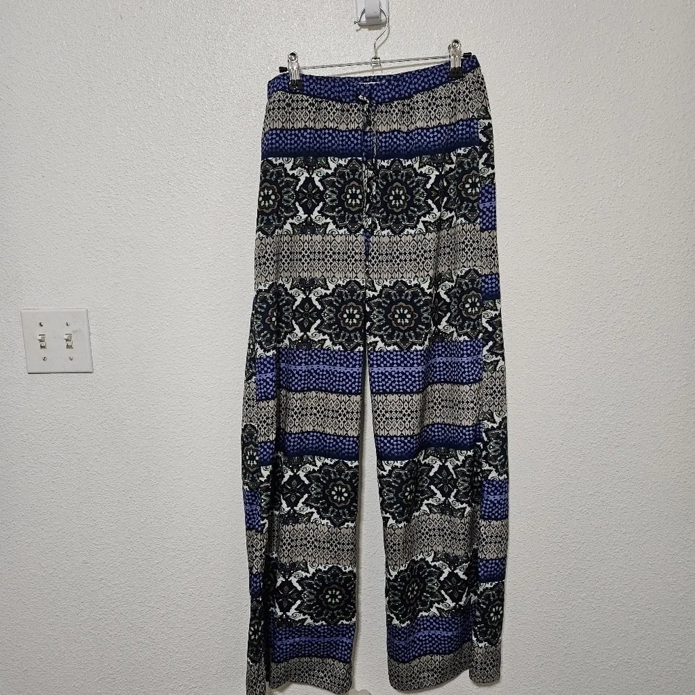 Umgee elastic waist wide leg boho style pants size medium
